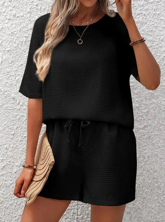 Paulita Lounge Set | Short Sleeve Top & Drawstring Shorts