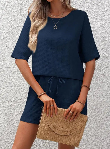 Paulita Lounge Set | Short Sleeve Top & Drawstring Shorts