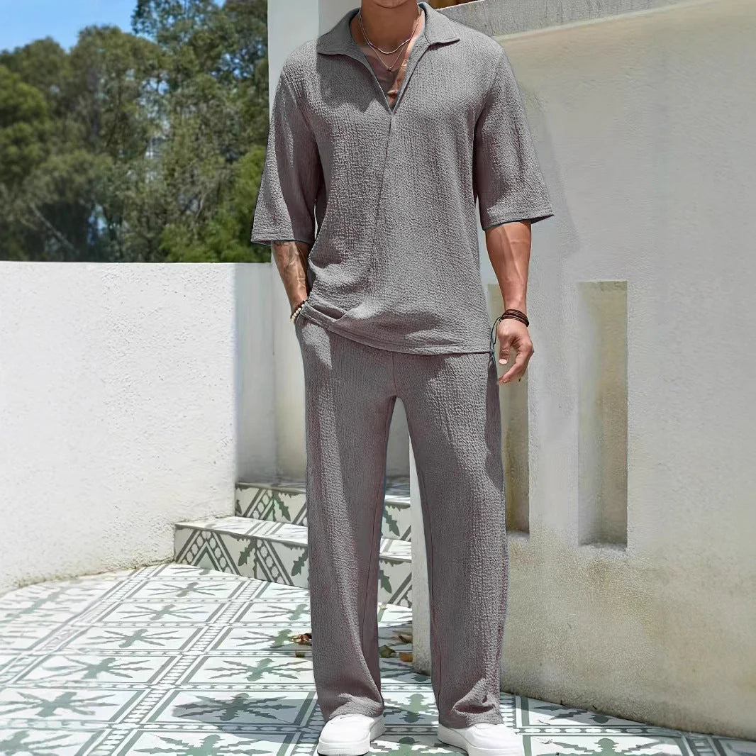 Paulo Co-ord Set | Half-Zip Shirt & Relaxed Trousers