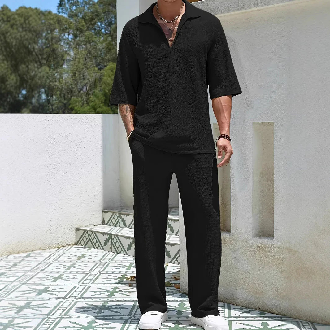 Paulo Co-ord Set | Half-Zip Shirt & Relaxed Trousers