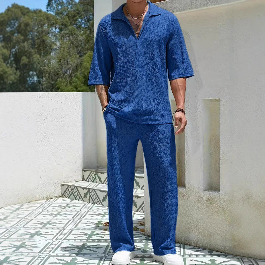 Paulo Co-ord Set | Half-Zip Shirt & Relaxed Trousers