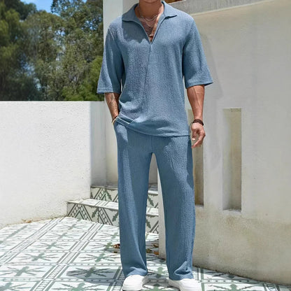 Paulo Co-ord Set | Half-Zip Shirt & Relaxed Trousers