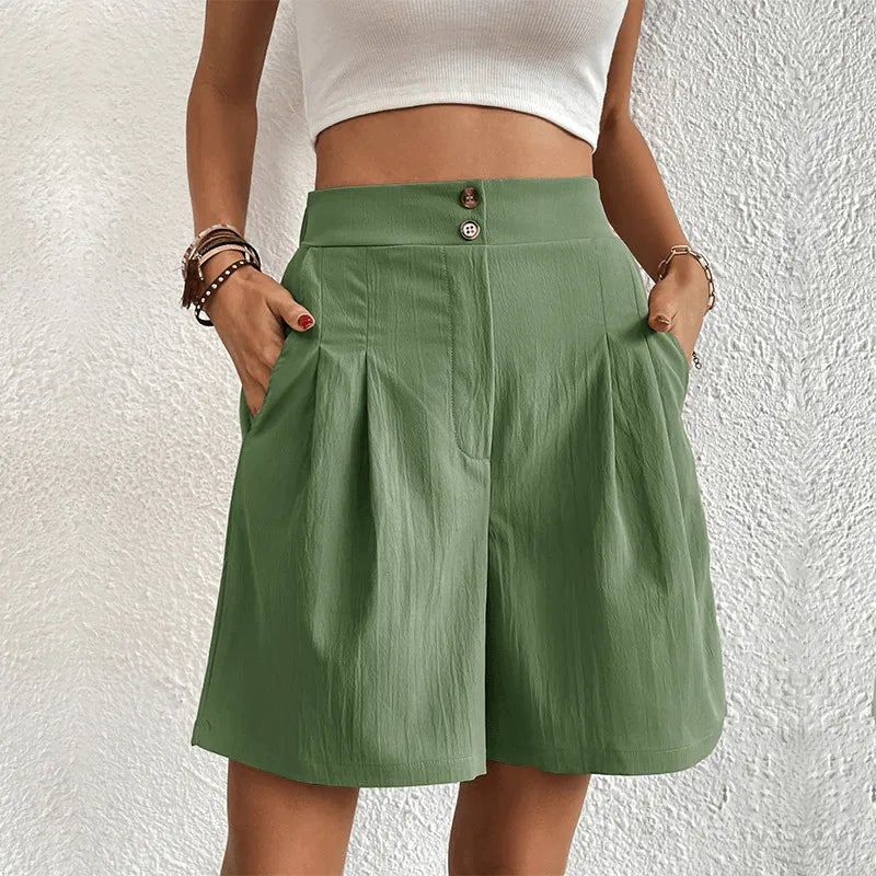 Pearl Shorts | High-Waisted Pleated Shorts