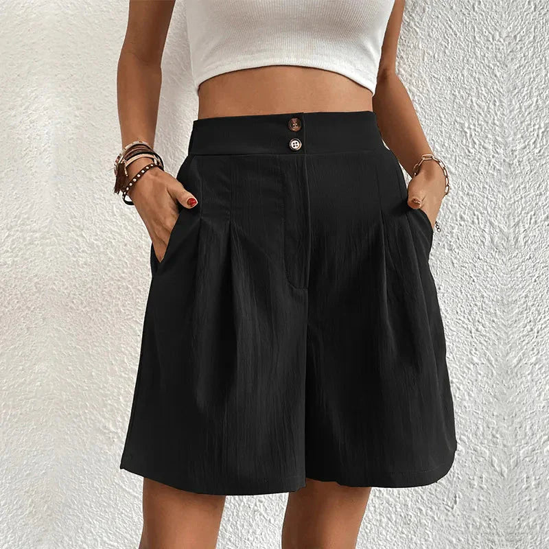 Pearl Shorts | High-Waisted Pleated Shorts