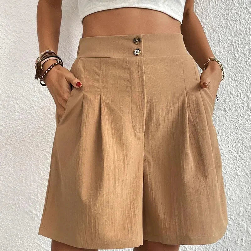 Pearl Shorts | High-Waisted Pleated Shorts