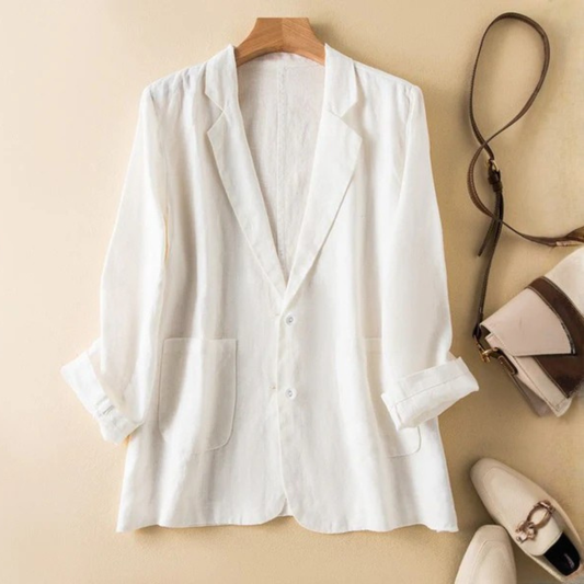 Isabella Relaxed Fit Blazer | Button Front Patch Pockets Blazer