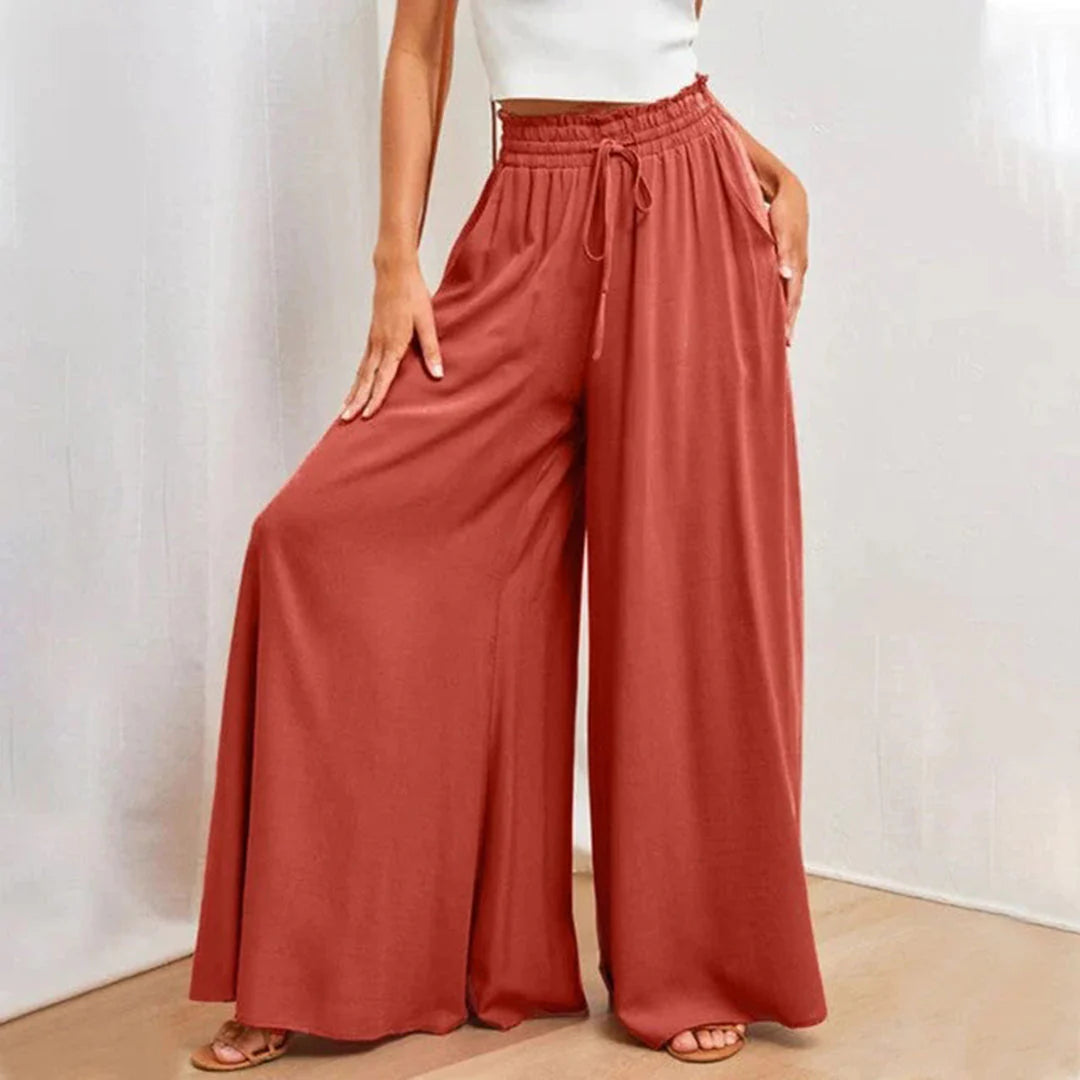 Perri Trousers | High-Waisted Flowy Wide-Leg Pants