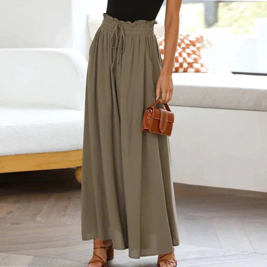 Perri Trousers | High-Waisted Flowy Wide-Leg Pants