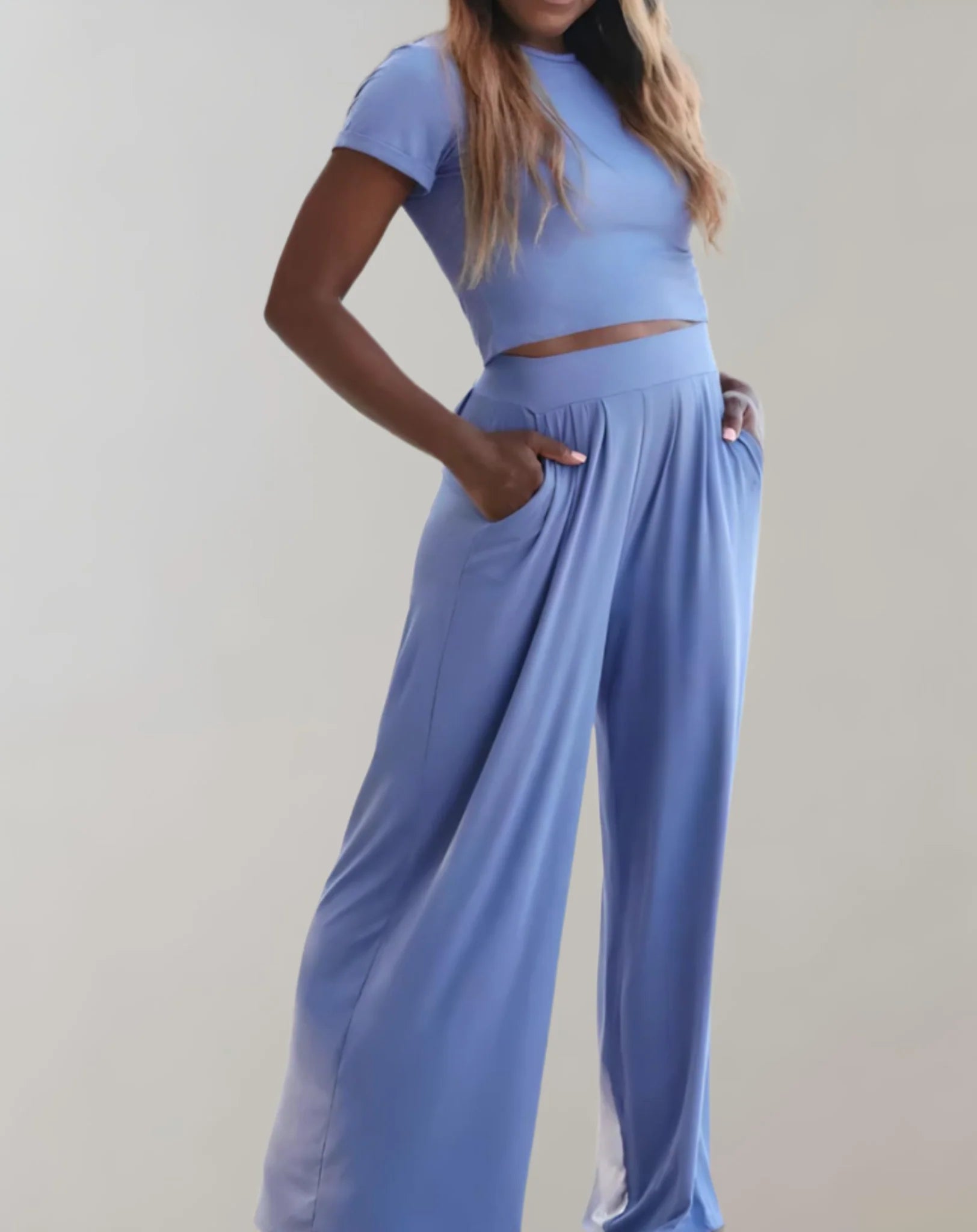 Petrina Two-Piece Co-ord Set | Crop Top & Wide-Leg Trousers