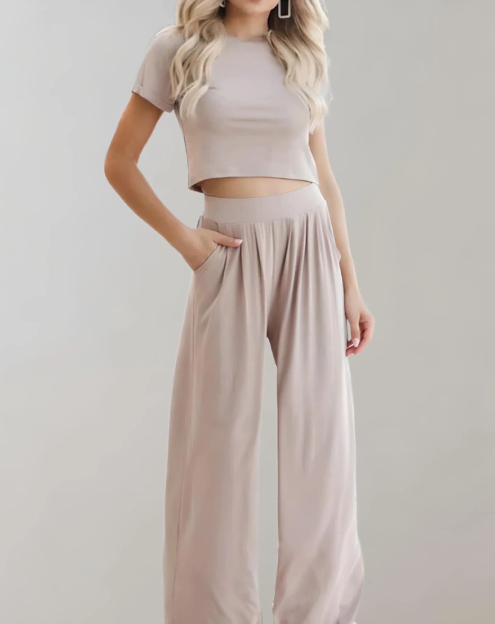 Petrina Two-Piece Co-ord Set | Crop Top & Wide-Leg Trousers