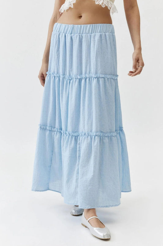 Petunia Maxi Skirt | Tiered Cotton-Linen Skirt