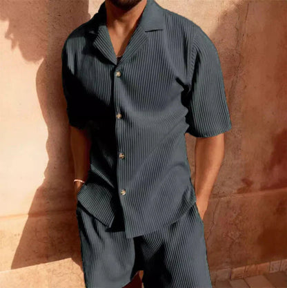 Phil Men’s Casual Set | Button-Up Shirt & Shorts