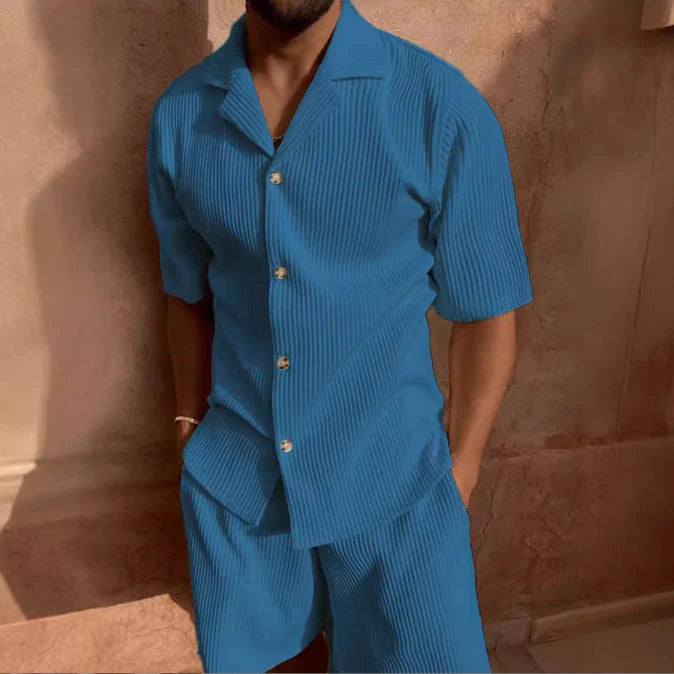 Phil Men’s Casual Set | Button-Up Shirt & Shorts