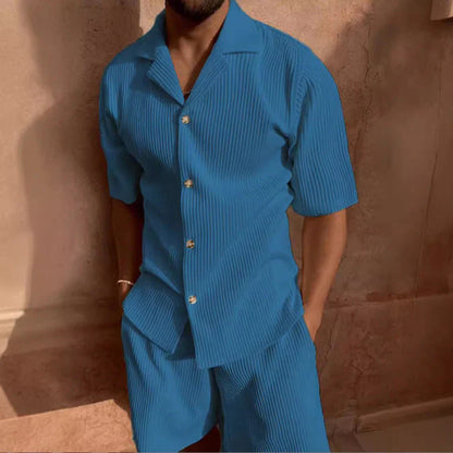 Phil Men’s Casual Set | Button-Up Shirt & Shorts