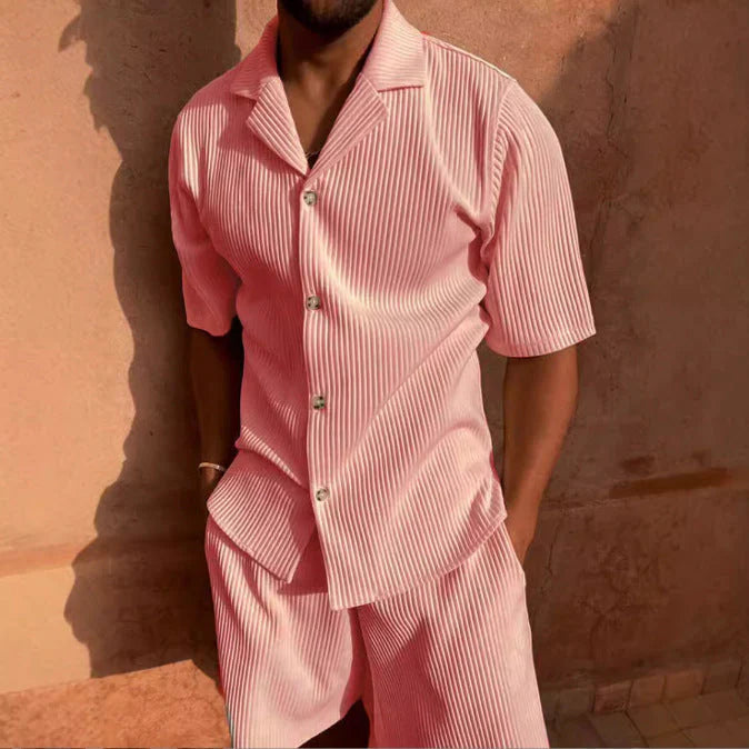 Phil Men’s Casual Set | Button-Up Shirt & Shorts