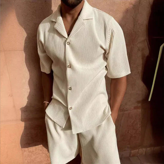 Phil Men’s Casual Set | Button-Up Shirt & Shorts