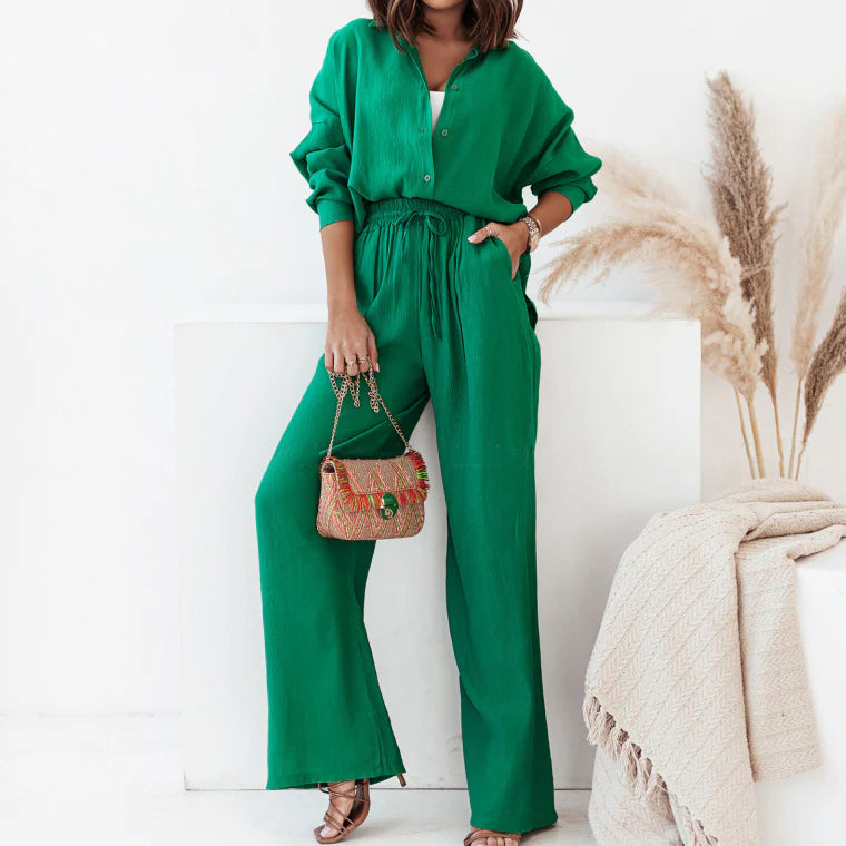 Philipa Casual Chic Set | Relaxed Shirt & Wide-Leg Pants