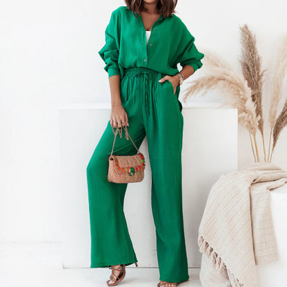 Philipa Casual Chic Set | Relaxed Shirt & Wide-Leg Pants