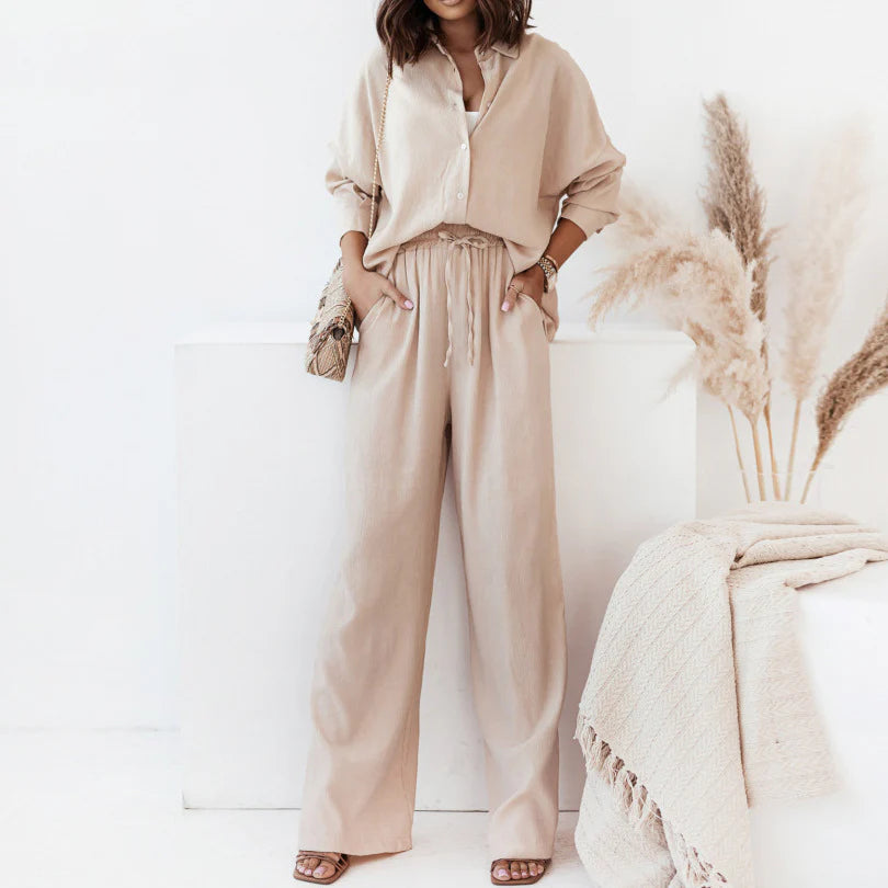 Philipa Casual Chic Set | Relaxed Shirt & Wide-Leg Pants