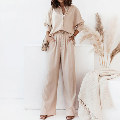 Philipa Casual Chic Set | Relaxed Shirt & Wide-Leg Pants