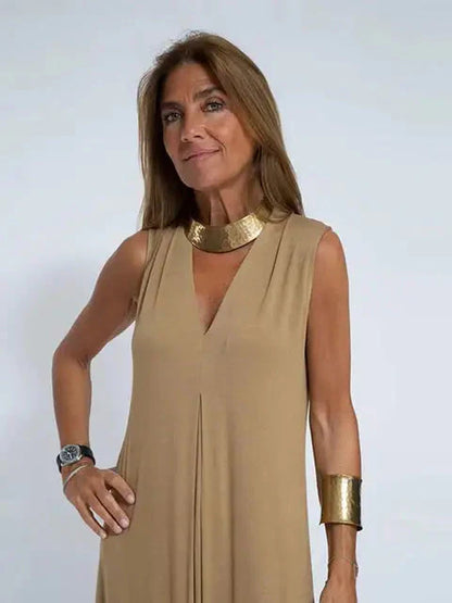 Phoebe Dress | Solid Color V-Neck Sleeveless Summer Maxi Dress