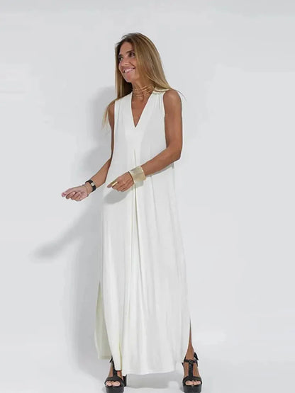 Phoebe Dress | Solid Color V-Neck Sleeveless Summer Maxi Dress