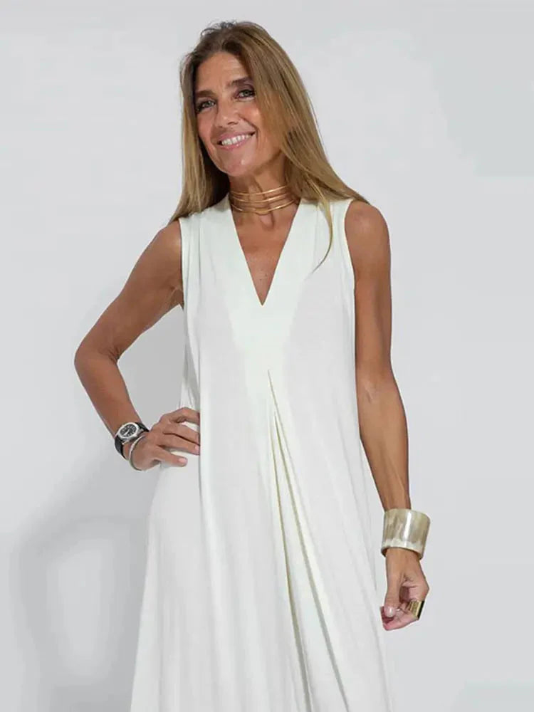 Phoebe Dress | Solid Color V-Neck Sleeveless Summer Maxi Dress