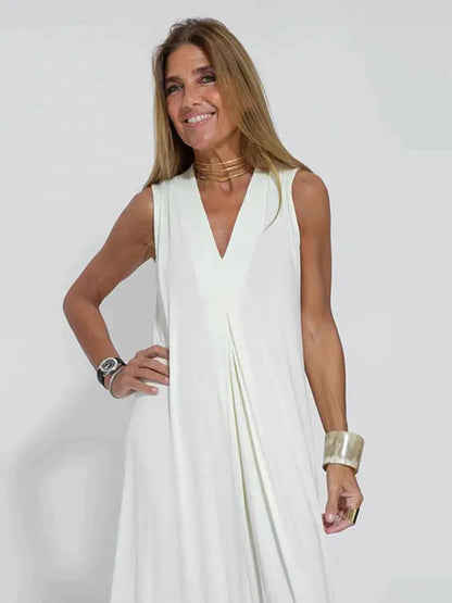 Phoebe Dress | Solid Color V-Neck Sleeveless Summer Maxi Dress