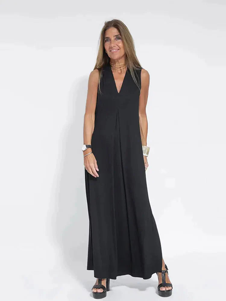 Phoebe Dress | Solid Color V-Neck Sleeveless Summer Maxi Dress