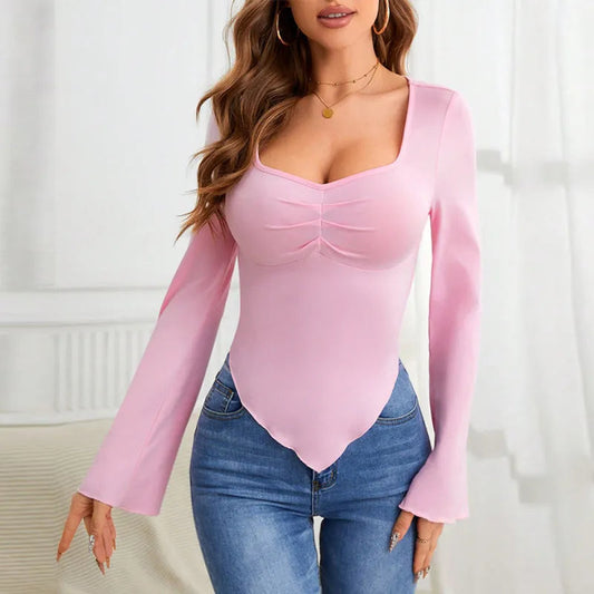 Phoenix Top | Long Sleeve Neckline Fitted Top