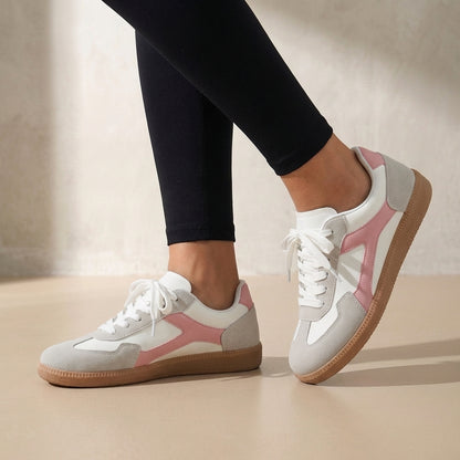 Isla Color Block Ankle-Length Sneakers | Lace-Up Round Toe Sneakers