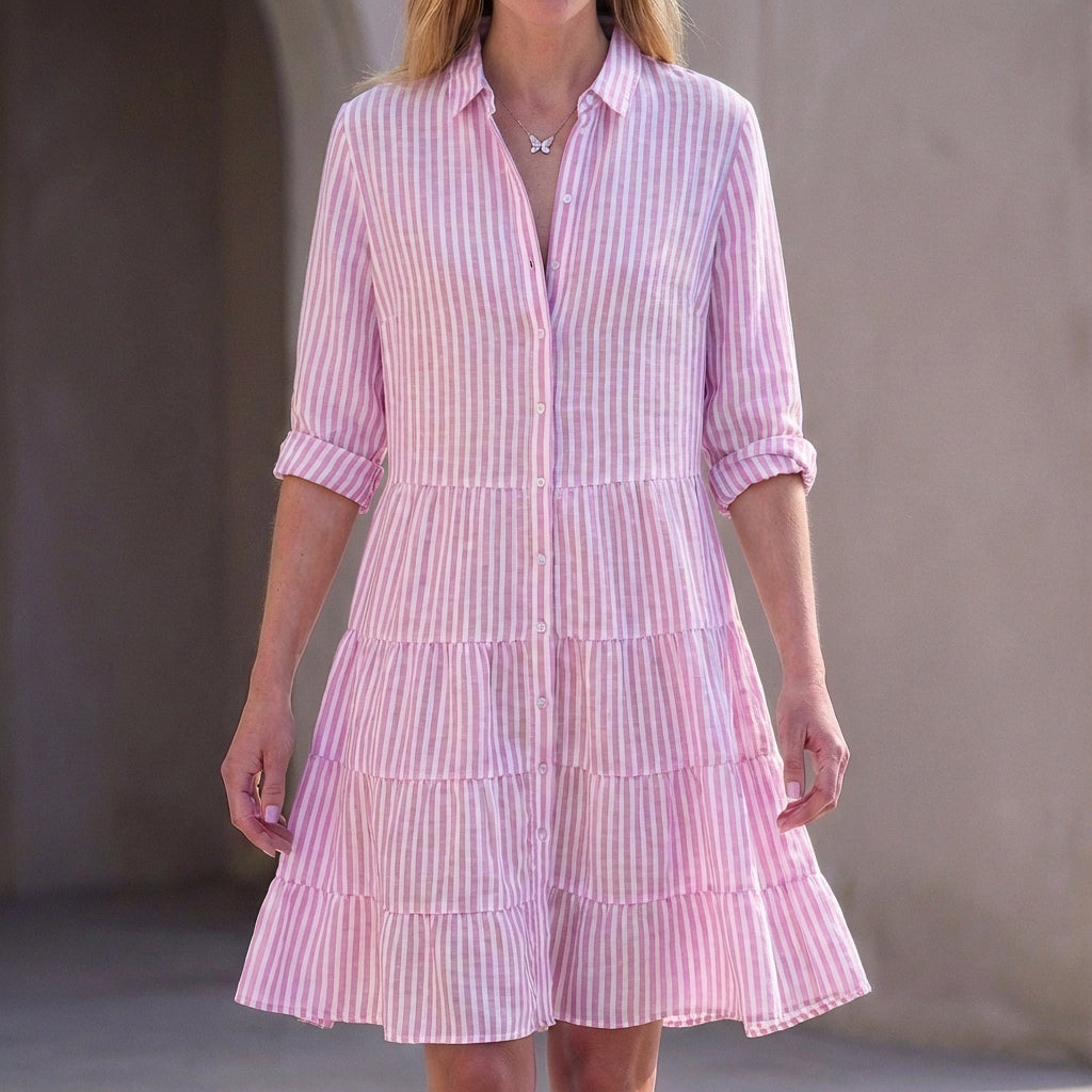 Florence Relaxed Fit Shirt Dress | Collared Above Knee Shirt Dress