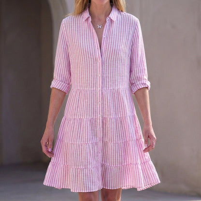 Florence Relaxed Fit Shirt Dress | Collared Above Knee Shirt Dress