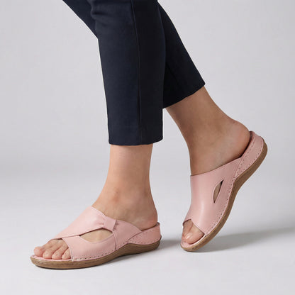 Rosie Orthopedic Slide Sandals | Bow Detail Cut-Out Slide Sandals