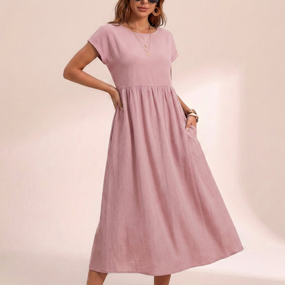 Isla Relaxed Fit Midi Dress | Boat Neck Pockets Dress