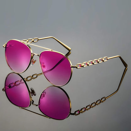 Sienna Aviator Sunglasses | Chain Detail Temples Gradient Lenses Sunglasses