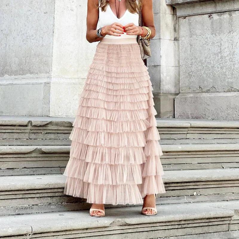 Pixie Skirt | Elegant Pleated Mesh Midi Skirt