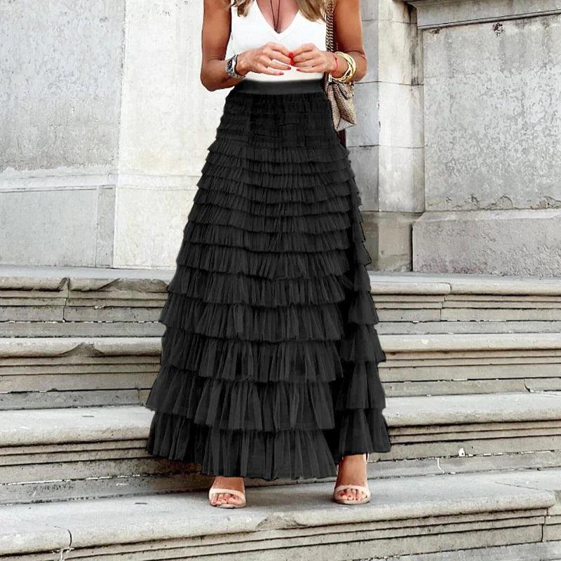 Pixie Skirt | Elegant Pleated Mesh Midi Skirt