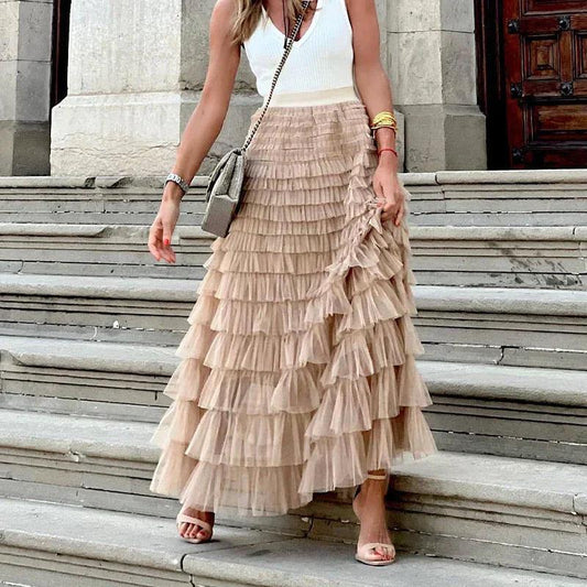 Pixie Skirt | Elegant Pleated Mesh Midi Skirt