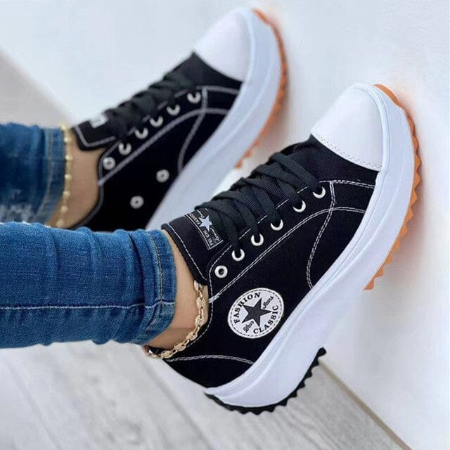 Isabella Cotton Chunky Sole Sneakers | Platform Lace-Up Sneakers