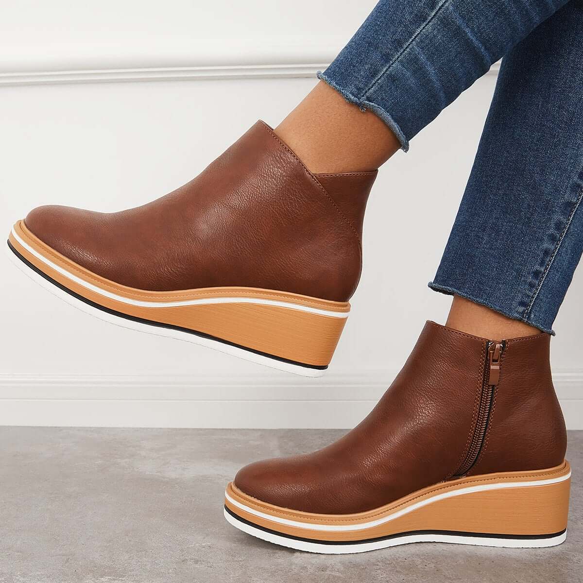 Priscilla Stylish Ankle Boots | Zip & Platform Sole
