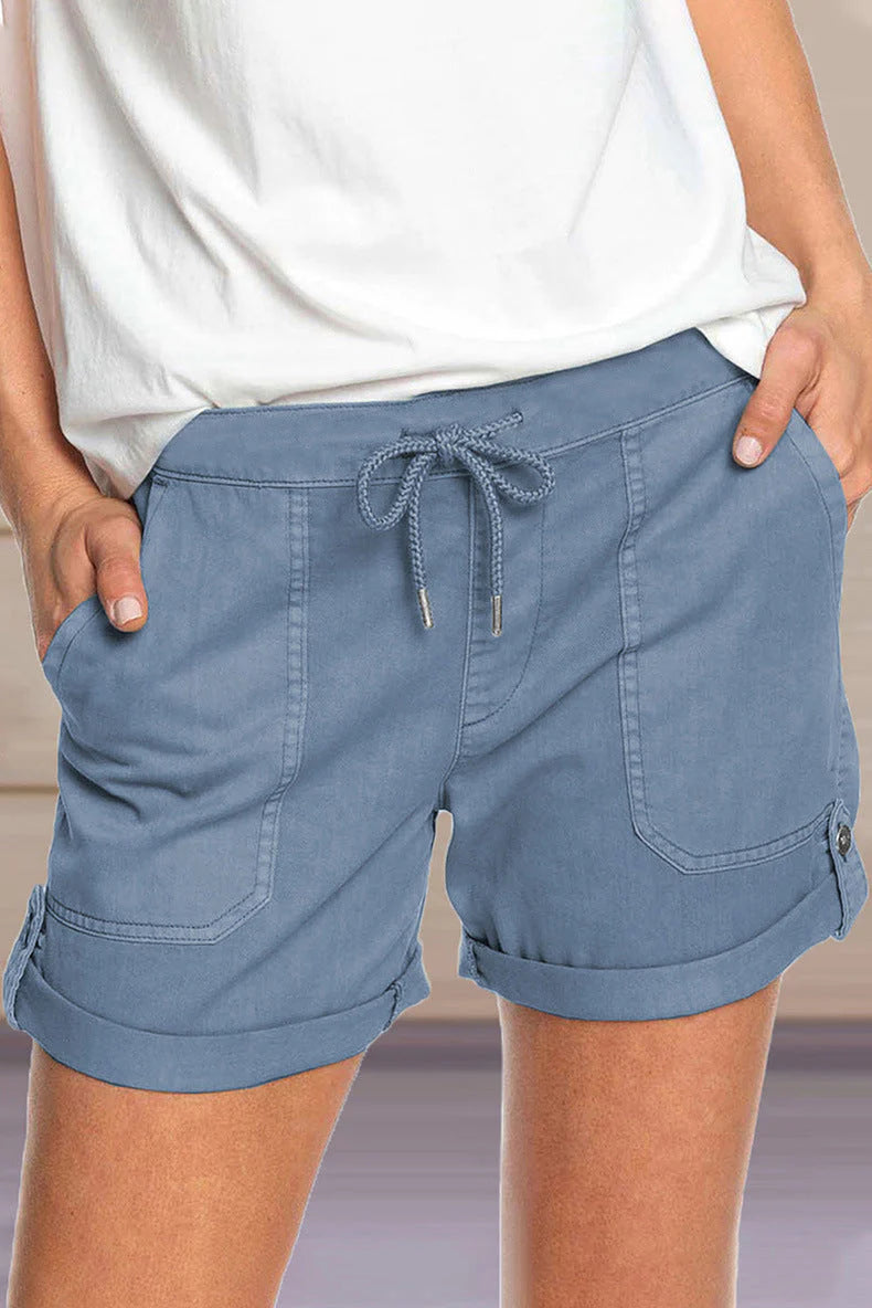 Prisha Shorts | Adjustable Waist Turned-Up Shorts