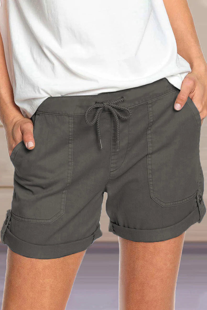 Prisha Shorts | Adjustable Waist Turned-Up Shorts