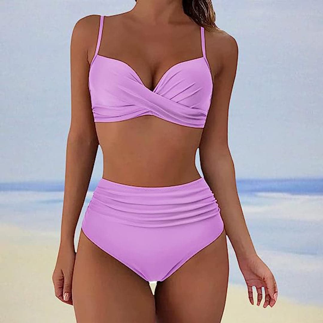 Isla High-Waisted Bikini Set| Ruched Sides Full Coverage Bikini Set