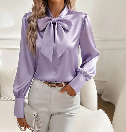 Qendressa Blouse | Women's Autumn Puff Sleeve Bow Collar Blouse