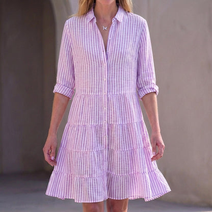 Florence Relaxed Fit Shirt Dress | Collared Above Knee Shirt Dress