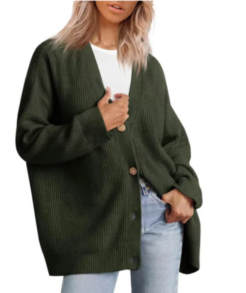 Qamira Cardigan | Women's Autumn V-Neck Button-Up Knit Cardigan