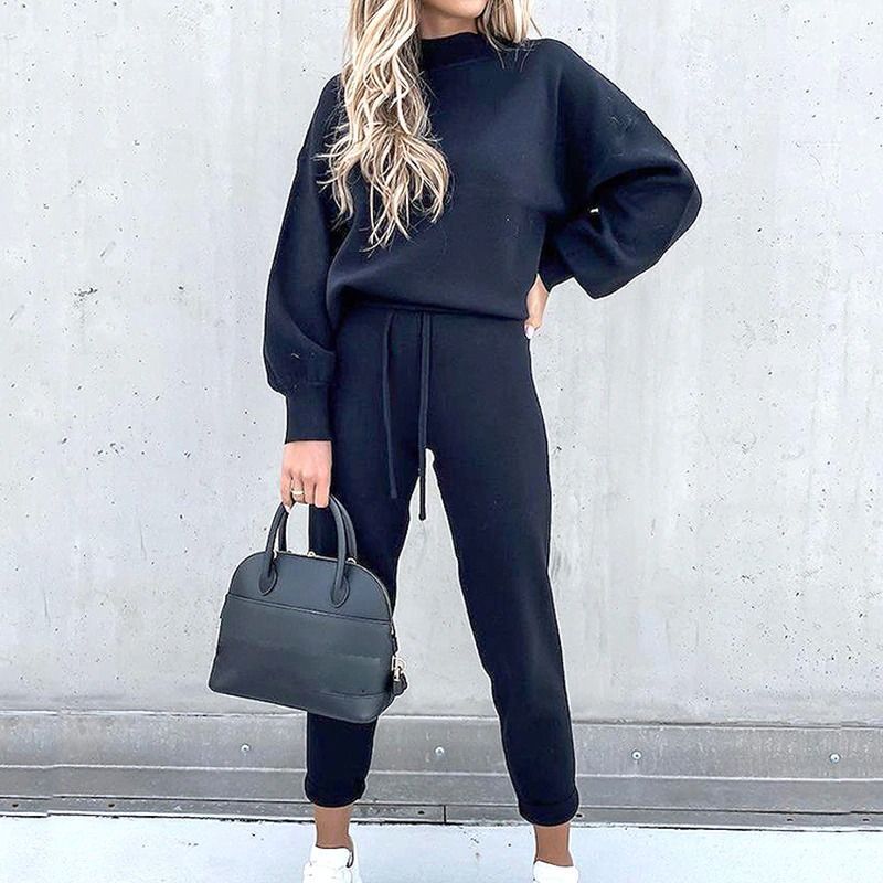 Qaria Loungewear Set | Women's Autumn Relaxed Knit Tracksuit