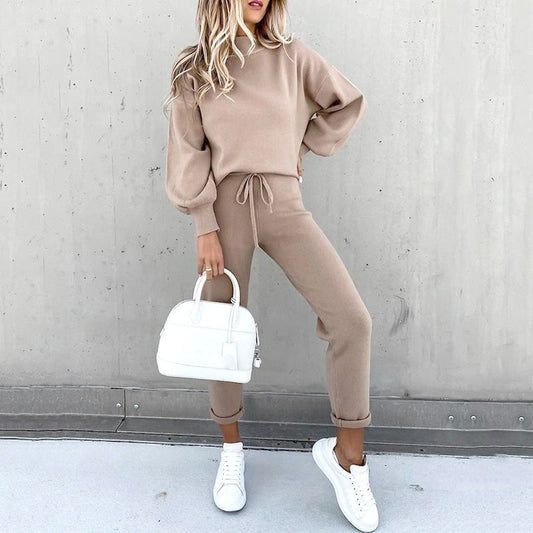 Qaria Loungewear Set | Women's Autumn Relaxed Knit Tracksuit