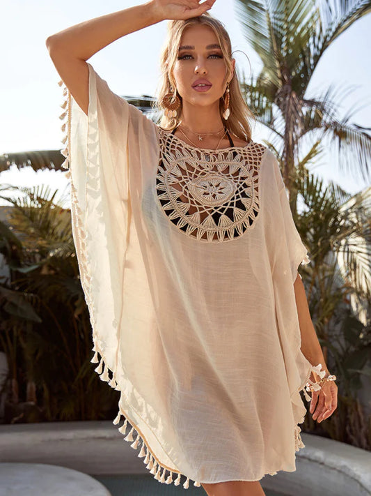 Qarina Cover Up | Delicate Floral Design Beach Dress